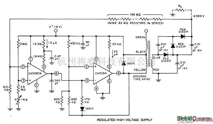 稳压电源中的稳压从+6V到+900V电路  第1张