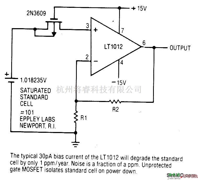 线性放大电路中的饱和标准电池放大器电路  第1张