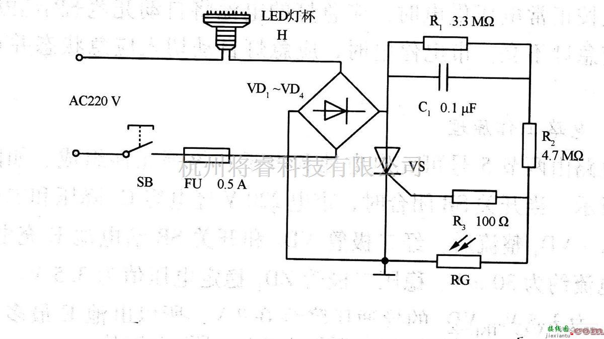 电源电路中的LED光控自动照明灯电路图  第1张