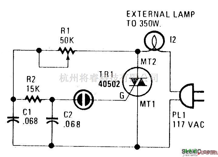 控制电路中的双向晶闸管调光器电路  第1张