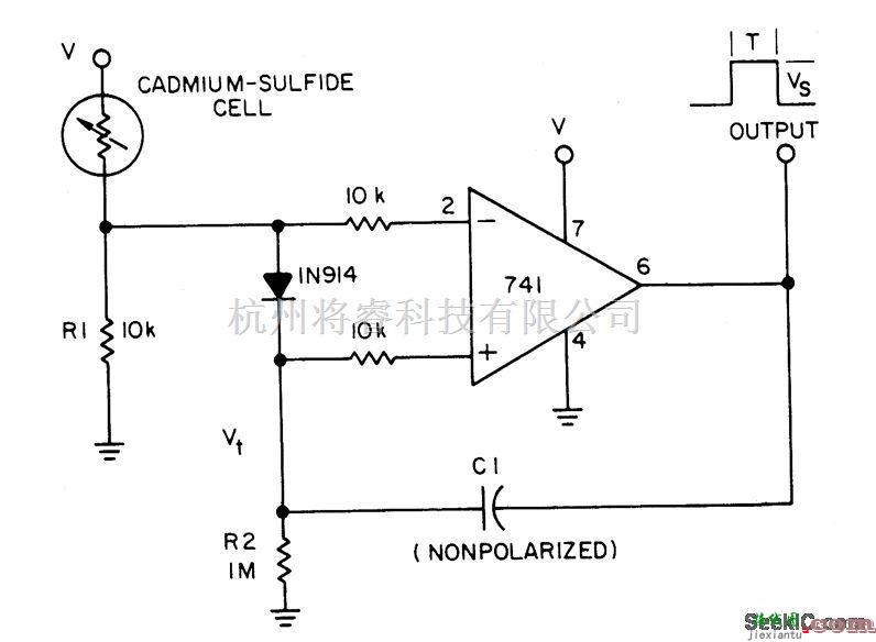 光电电路中的带自动调节触发电平功能的单稳态光电池电路  第1张