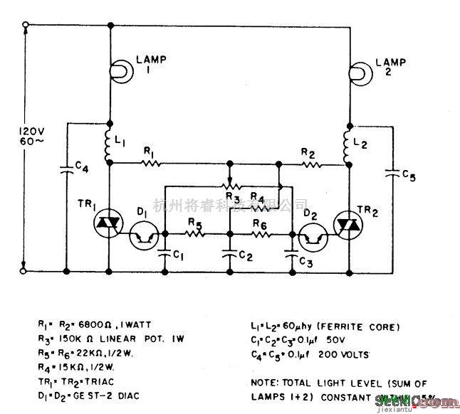 控制电路中的串联调光器（交叉推子）电路  第1张