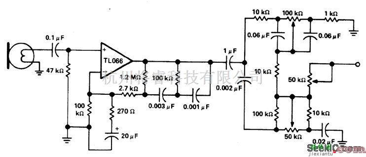线性放大电路中的带有音调控制的麦克风前置放大器电路  第1张