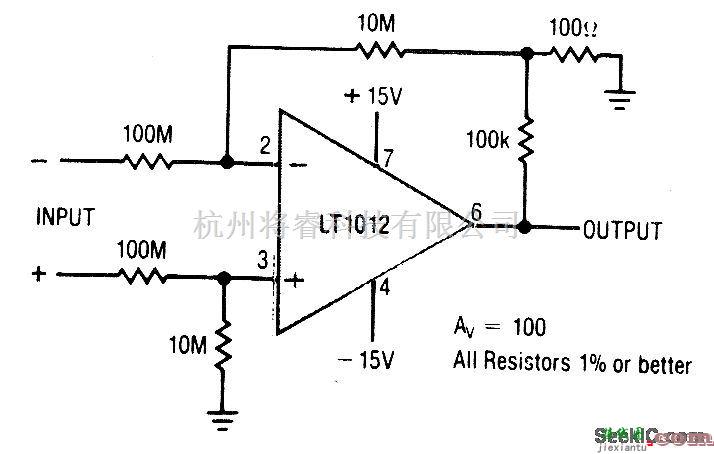 线性放大电路中的正负100V共模范围的测量放大器电路  第1张