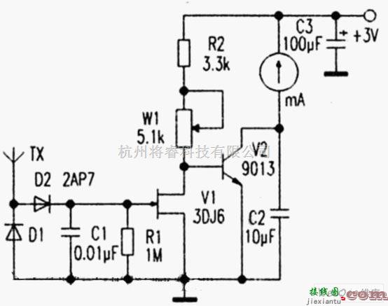 高灵敏度场强仪电路  第1张