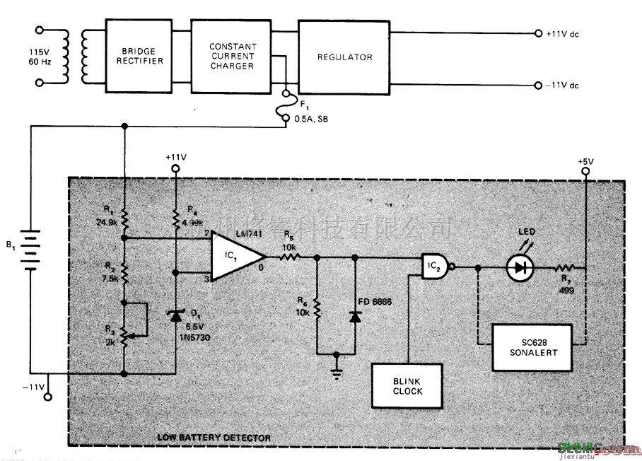 LED电路中的低电池的闪光LED电路  第1张