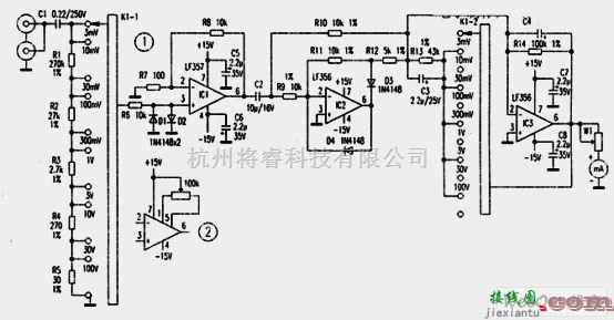 电源电路中的交流毫伏表的设计电路  第1张