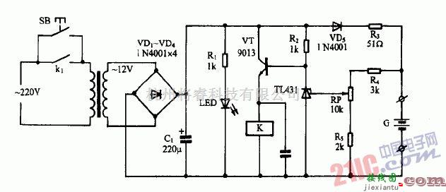 电源电路中的基于TL431的自动充电器电路  第1张