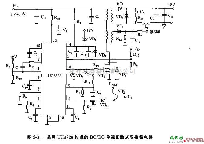 电源电路中的基于UC3828设计单端正激式变换器电路  第1张