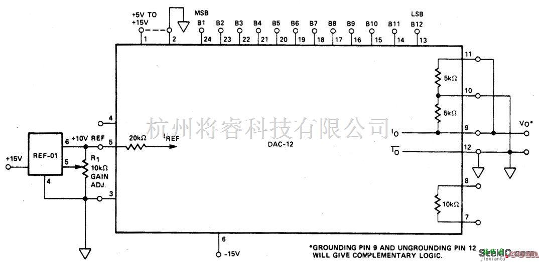 基础电路中的电阻封端数模转换器（0到5V输出）
  第1张