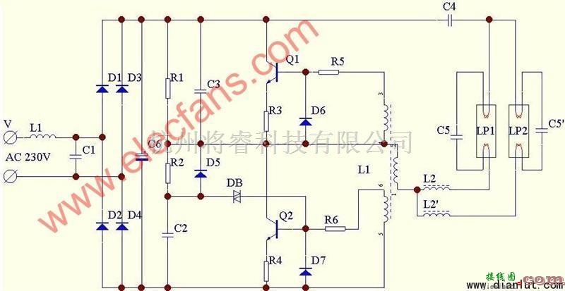 电源电路中的双管电子整流器电路原理图  第1张