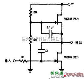 基础电路中的与结型场效应管交流耦合的积分器电路图  第1张