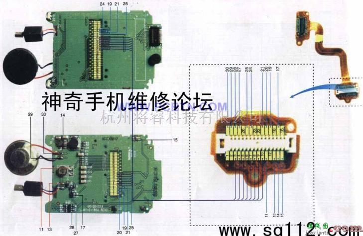 通信电路中的美晨T99+型手机排线元件分布及实物图  第1张