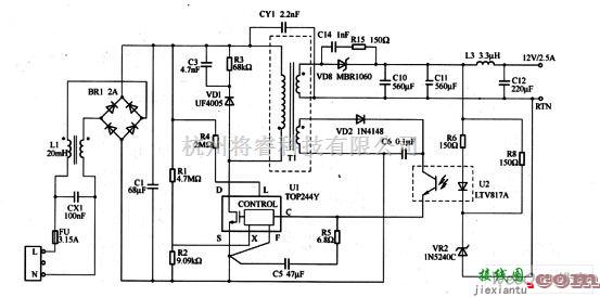 电源电路中的30W/12V输出开关电源电路  第1张