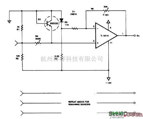 传感器电路中的四通道温度传感器（0-50℃）  第1张