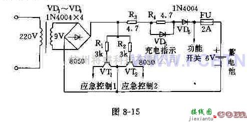 电源电路中的简易应急灯电路  第2张