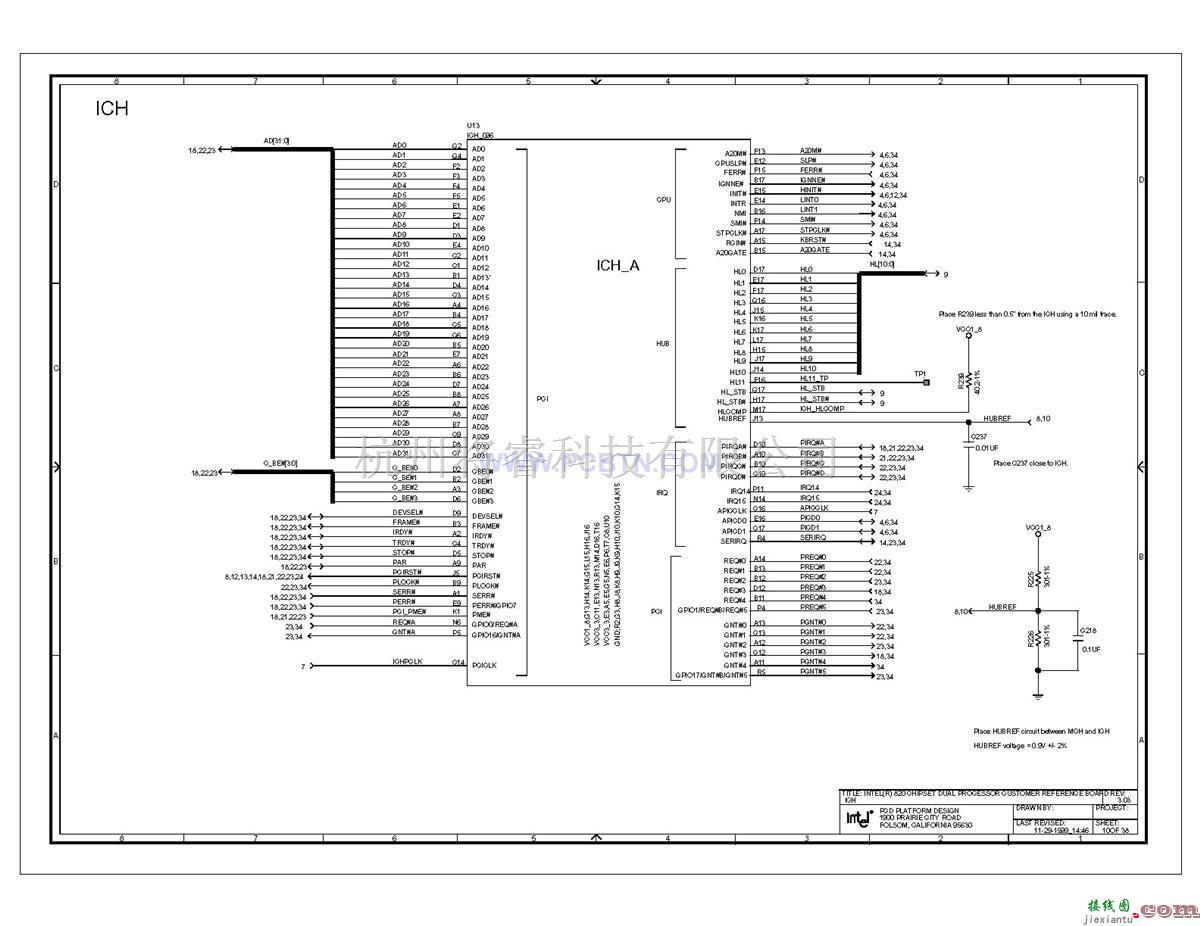 微机单片机中的Intel 820e主板ICH南桥控制芯片电路图续  第1张