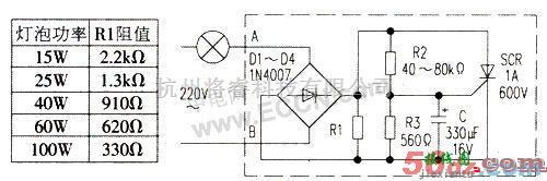 用于延长白炽灯泡寿命的电路  第1张