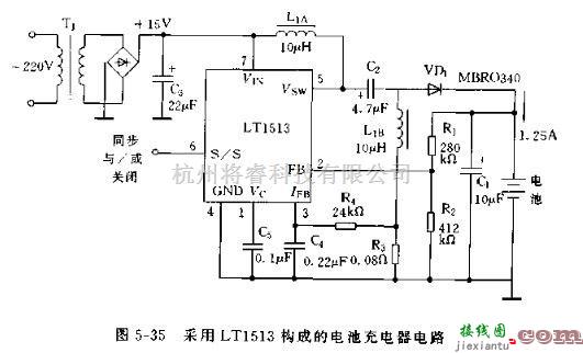 电源电路中的采用LT1513构成的电池充电器电路图  第1张