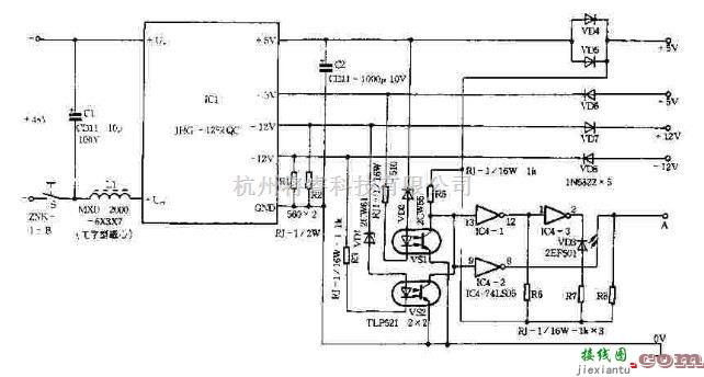 电源电路中的具有对称5V、12V稳压电源电路图  第1张