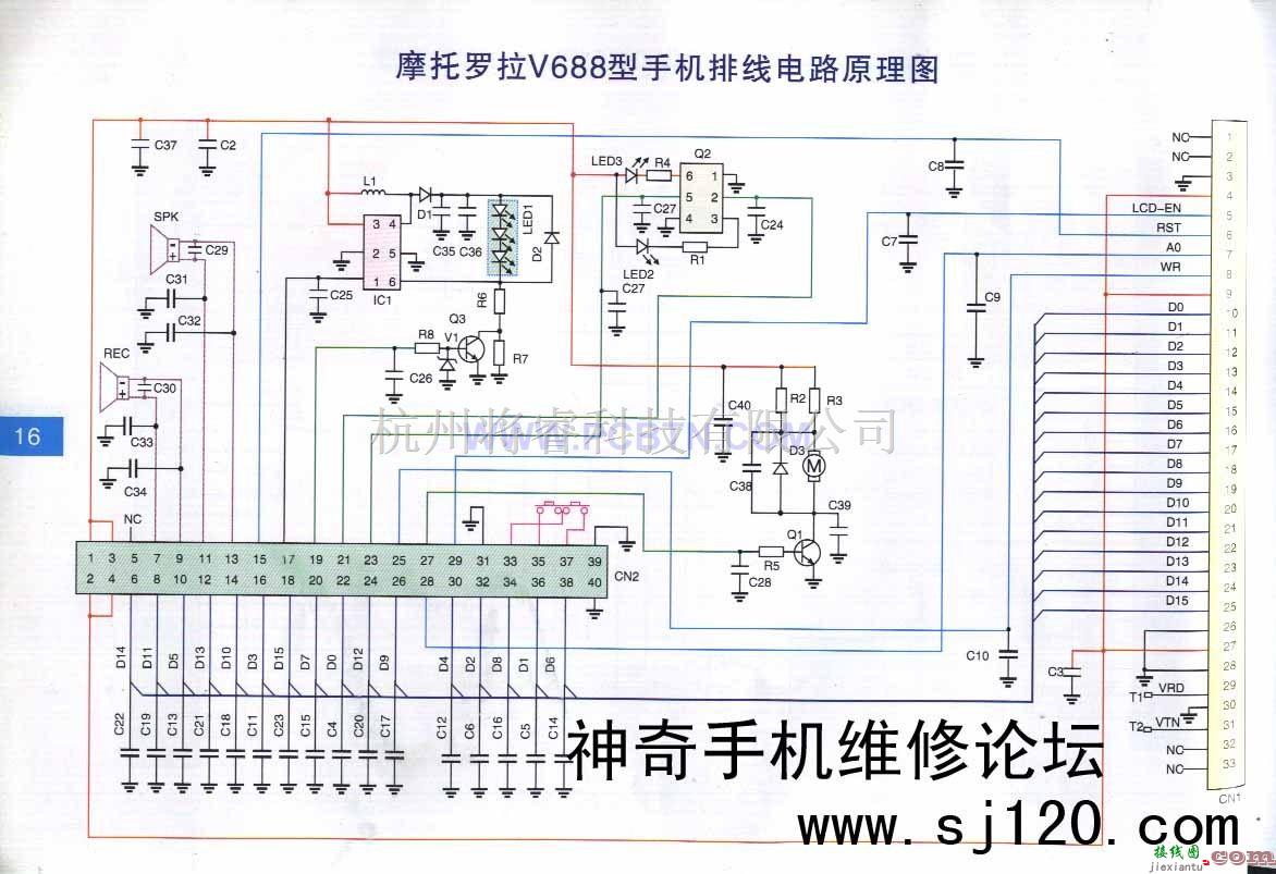 通信电路中的摩托罗拉V688型手机电路原理图  第1张