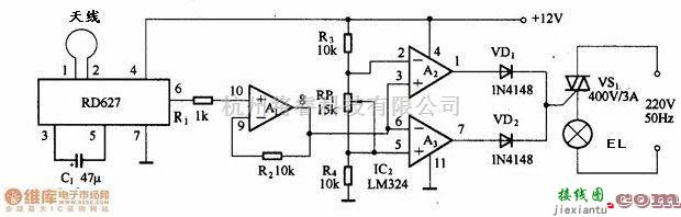 控制电路中的基于RD627的微波传感自动灯电路  第1张