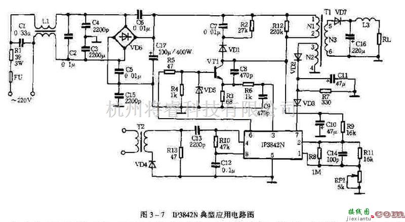 电源电路中的IP3842典型应用电路  第1张