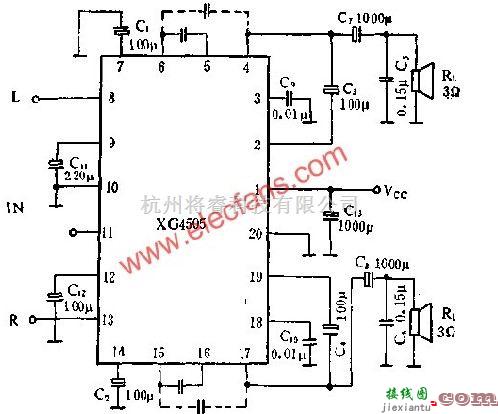 新型XG4505双声道音频功率放大电路  第1张