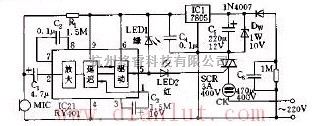 闪烁音乐彩灯控制的原理电路  第1张