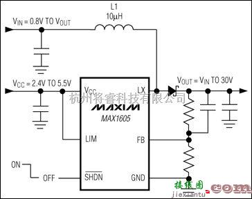 MAX1605内置30V开关的LCD偏置电源的应用电路介绍  第1张