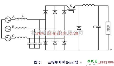 电源电路中的简易三相单管降压型（Buck）型整流电路图  第1张