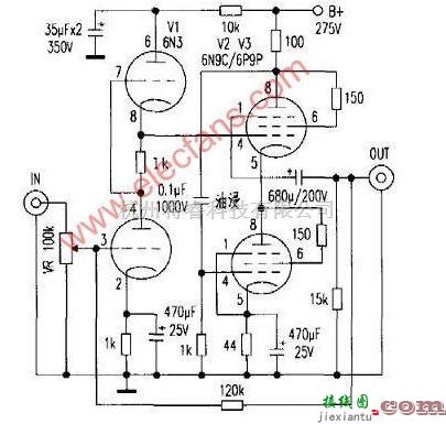 6N9C组成的无输出变压器的耳机放大器(含电路图)解析  第1张