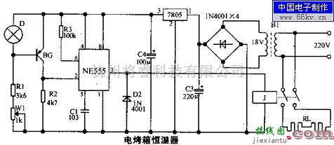 控制电路中的利用恒温器制成的电烤箱  第1张