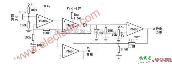 F346设计的程控运放音频启动开关放大电路原理  第1张