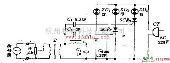 三色音乐彩灯电路及工作原理  第1张