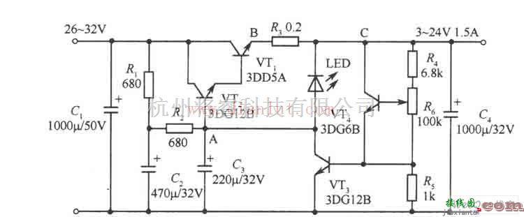 电源电路中的可防止过流的24V稳压电源  第1张