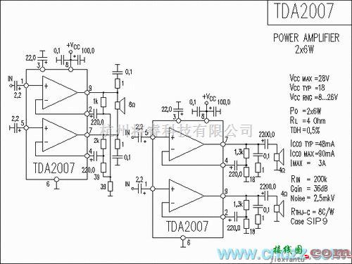 音频电路中的TDA2007 音响IC电路  第1张