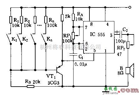 555组成的电子琴电路原理图  第1张