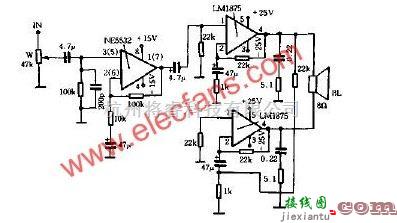 由LM1875组装的BTL功率放大器电路  第1张
