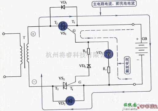 充电电路中的交流电源正半周充电电路  第1张