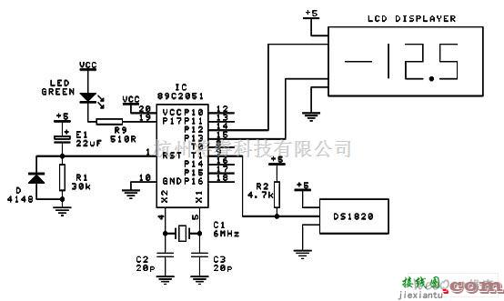 专用测量/显示电路中的液晶显示的数字式电脑温度计电路  第1张