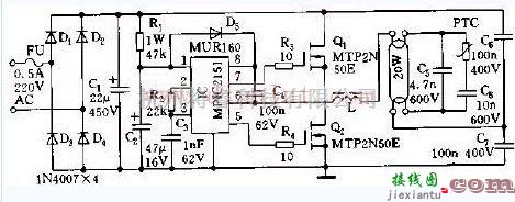 由MPIC2151自振荡单片芯片组成的电子镇流器电路  第1张