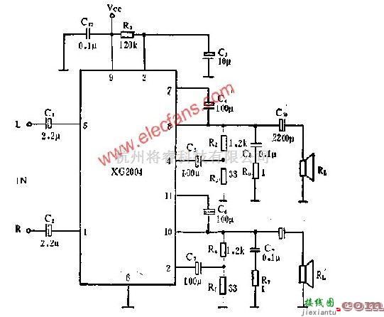 新型XG2004双声道音频功率放大电路  第1张