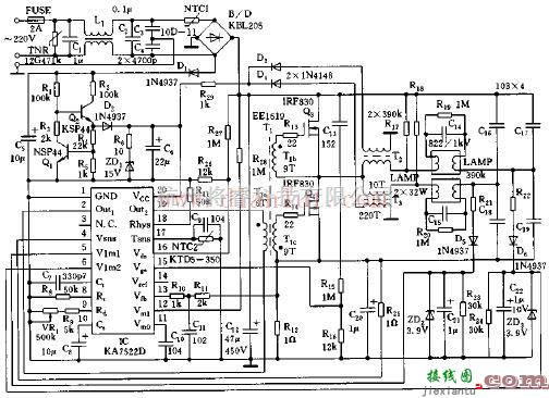 基于KA7522D的多功能荧光灯电路  第1张