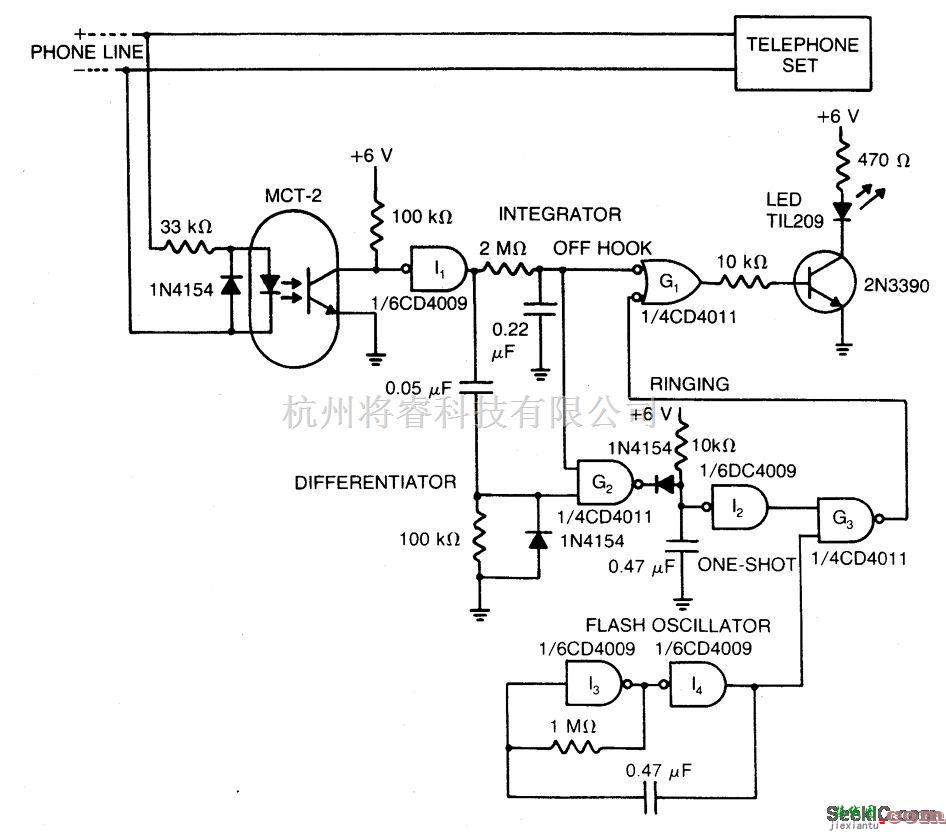 控制电路中的使用光绝缘体的电话状态监视器电路  第1张