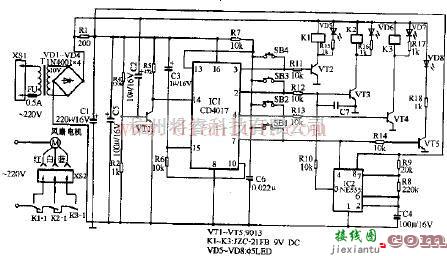 基于CD4017的长城FS33-40落地扇电路原理图  第1张