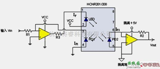 线性光耦HCNR200/201应用电路  第1张