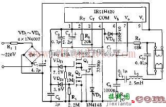 IR51H420带预热启动13W节能灯电路原理图  第1张