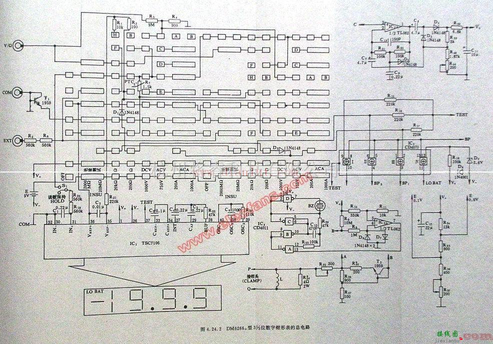 DM6266型数字钳形表电路原理图  第1张