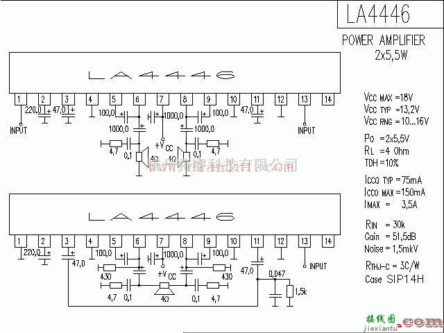 音频电路中的基于LA4446的功放电路  第1张